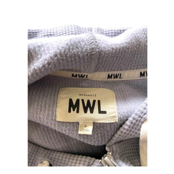 Madewell MWL Textured Waffle Cocoon Hoodie Sweatshirt Faded Lavender Size L Cute - Picture 3 of 12